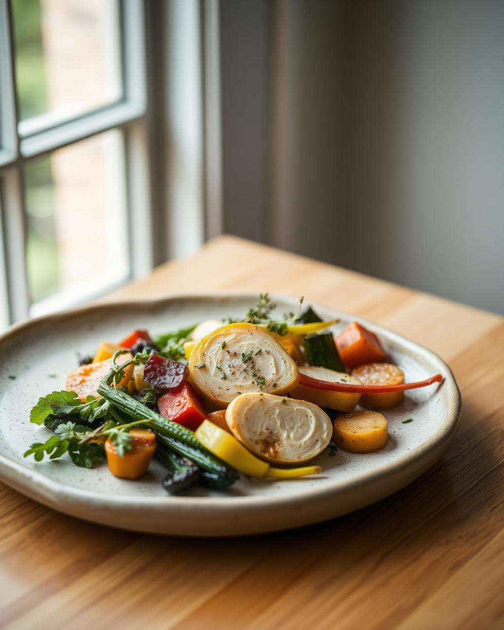 Seasonal farm-to-table plating with Loam & Larder weekly menu app screen
